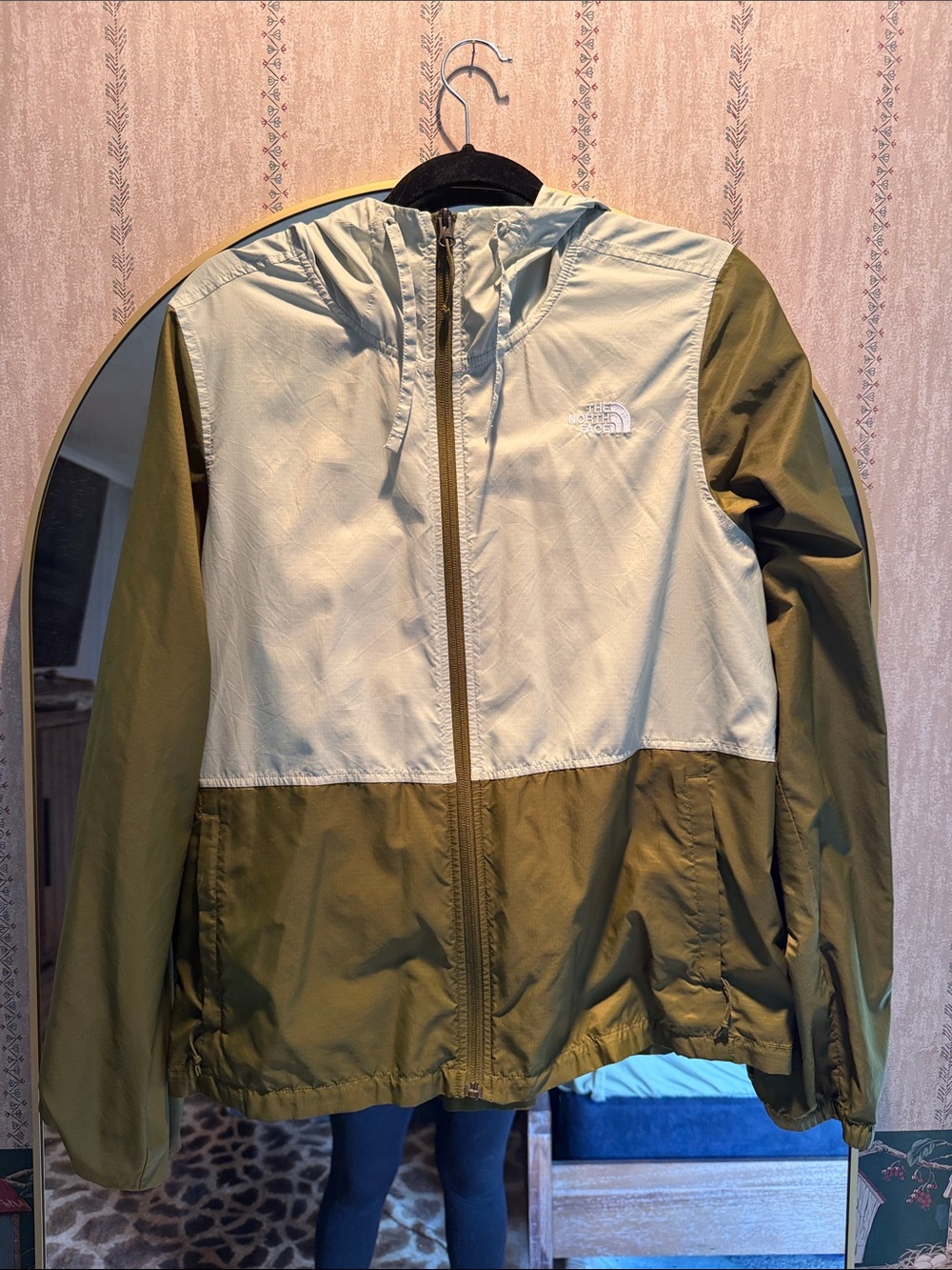The North Face Two-Tone Olive & Mint Windbreaker Jacket